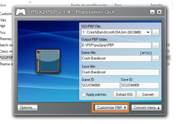 PSX2PSP: convertir juegos PS1 (ISO/BIN) a EBOOT para PSP 7