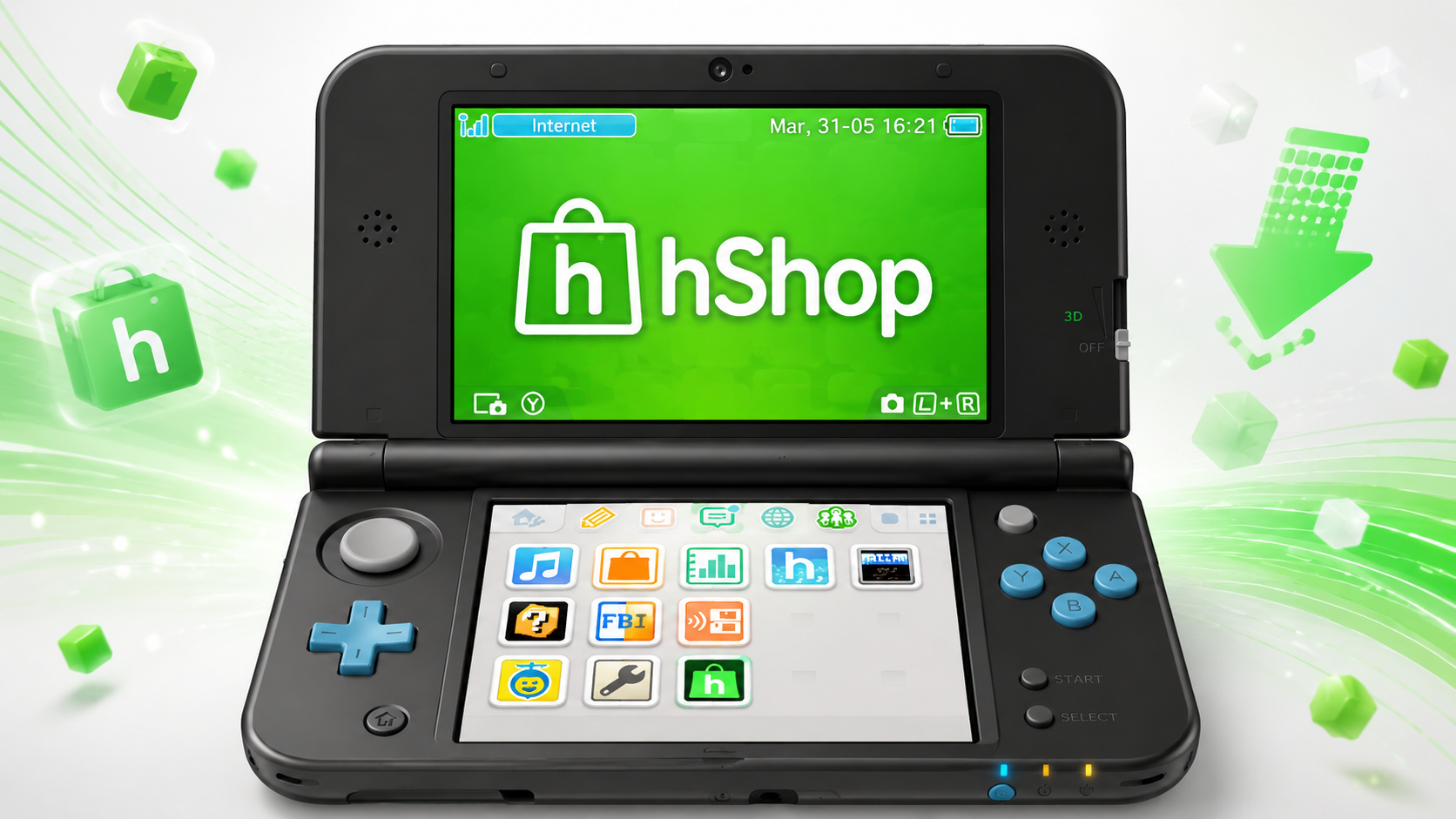 hShop en 2026: la tienda alternativa para Nintendo 3DS tras el cierre de eShop 1 hShop en una consola Nintendo 3DS como tienda alternativa para descargar contenido y aplicaciones.